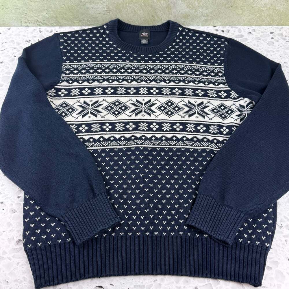 Dockers Navy cotton Fair Isle Knit Christmas Sweater Size L men’s